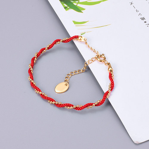 Good Luck Simple Winding Wire Bracelet Anklet Titanium Steel Gold Plated