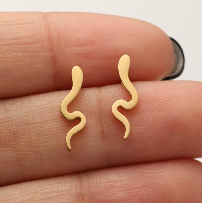 1 Pair Casual Cool Style Snake Plating Stainless Steel  Ear Studs