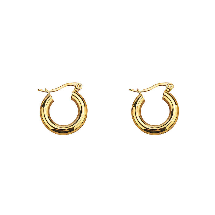 1 Pair Retro Classic Style Commute Circle Stainless Steel Plating 18K Gold Plated Earrings