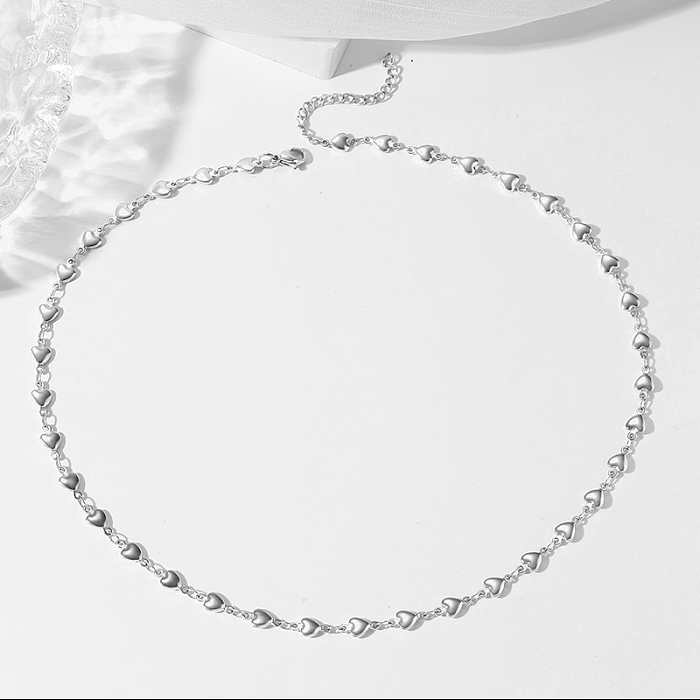 Elegant Simple Style Heart Shape Stainless Steel Polishing Necklace