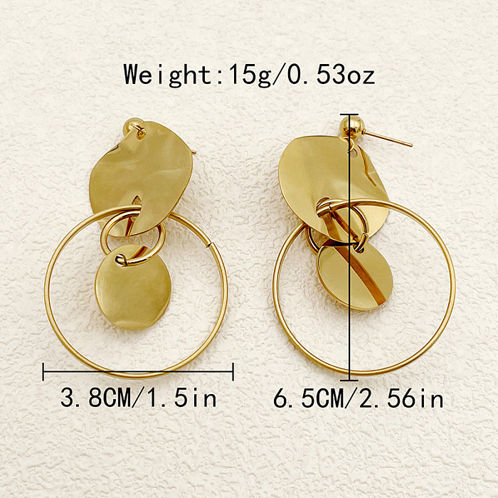 1 Pair Casual Retro Irregular Round Polishing Plating Stainless Steel  Gold Plated Drop Earrings