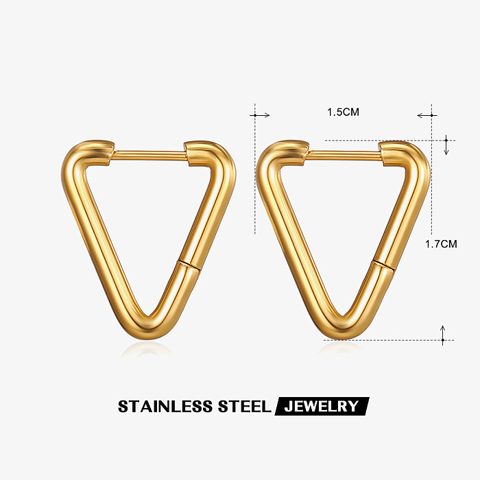 1 par de pendientes chapados en oro de 18 quilates de acero inoxidable con revestimiento triangular de estilo simple básico
