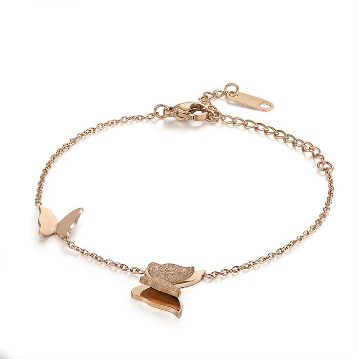 Sweet Butterfly Stainless Steel Polishing Plating Rose Gold Plated Gold Plated Bracelets