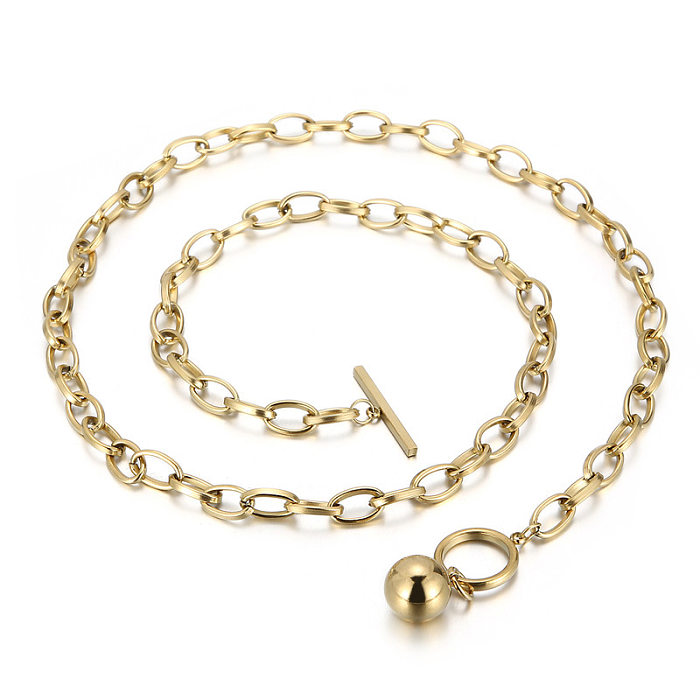Trendy Exaggerated Thick Chain OT Buckle Stainless Steel 18K Gold Plated Sweater Chain