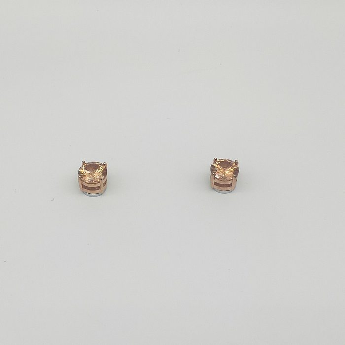 Boucles d'oreilles rondes en acier inoxydable plaqué Zircon, 1 paire