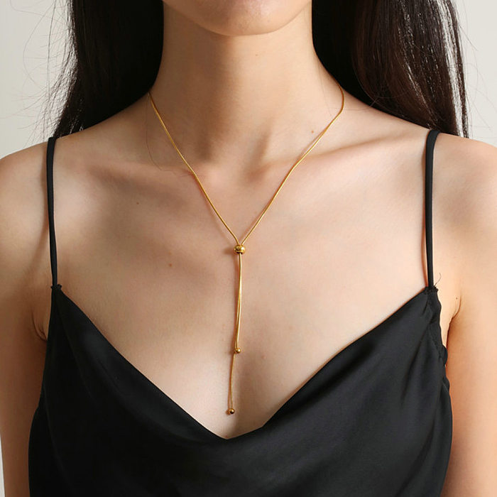 Bijoux en gros en acier inoxydable longue chaîne de perles collier bijoux
