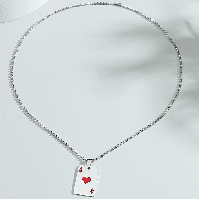 Unisex Fashion Poker Edelstahl Halskette Polieren Keine eingelegten Halsketten
