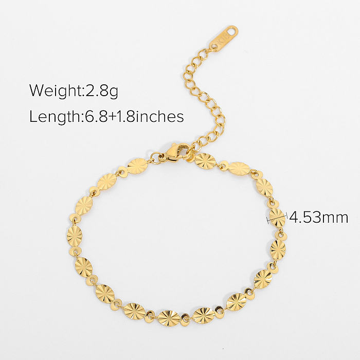 Fashion Handmade Flower Oval Petal Chain Gold-plated Stainless Steel Bracelet