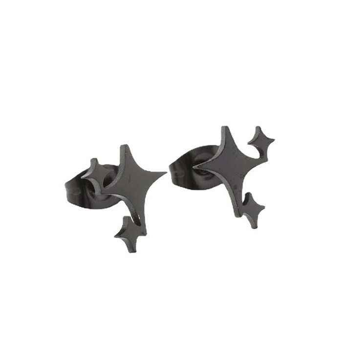 Modische Ohrstecker mit Blatt- und Buchstaben-Stern-Motiv, Edelstahlbeschichtung, 1 Paar