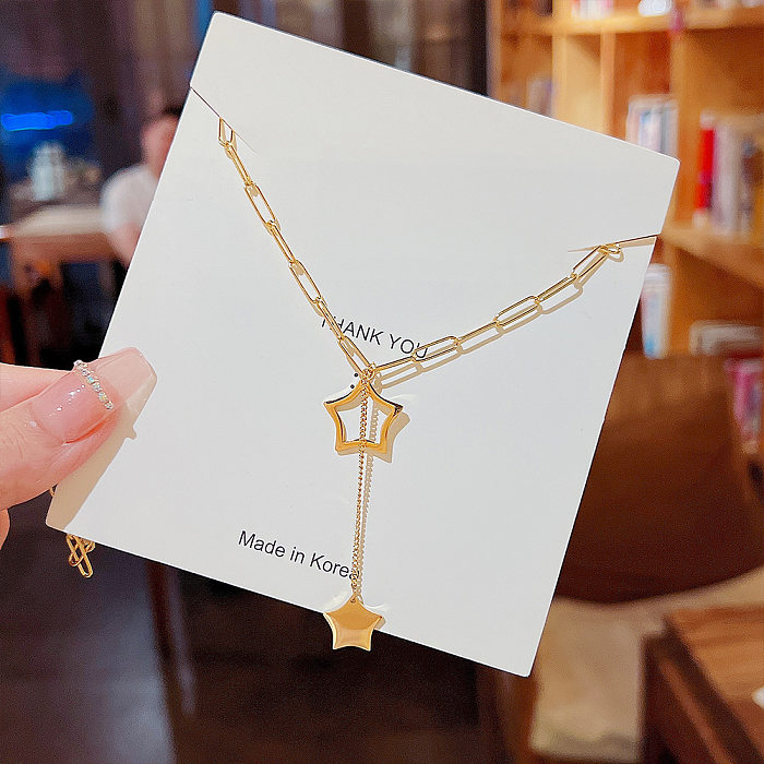 Lady Star-Halskette mit eingelegtem Goldanhänger aus Edelstahl, 1 Stück
