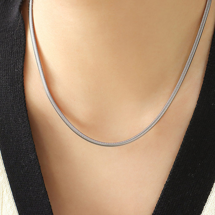 1 Piece Simple Style Solid Color Stainless Steel Plating Necklace
