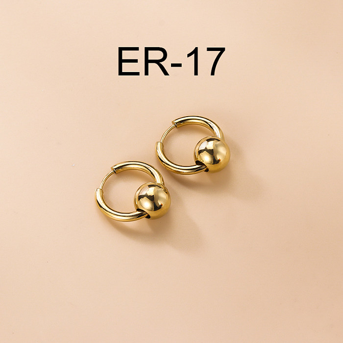 Fashion Pentagram Moon Stainless Steel  Stainless Steel Gold Plated Earrings 1 Pair
