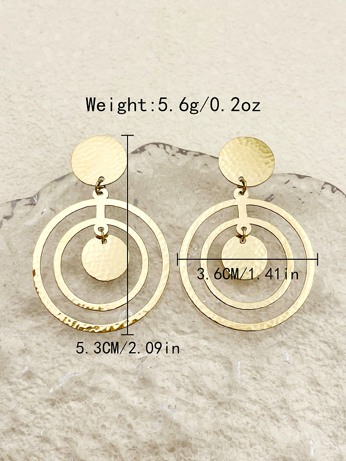 1 Pair Retro Round Stainless Steel  Metal Polishing Plating Gold Plated Drop Earrings