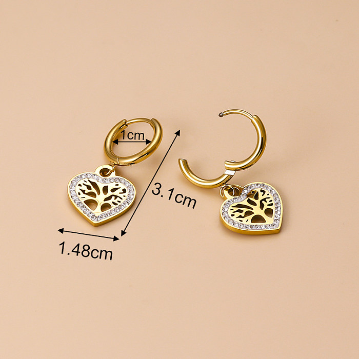 Fashion Tree Zirkon-Ohrringe mit Edelstahlbeschichtung, 1 Paar