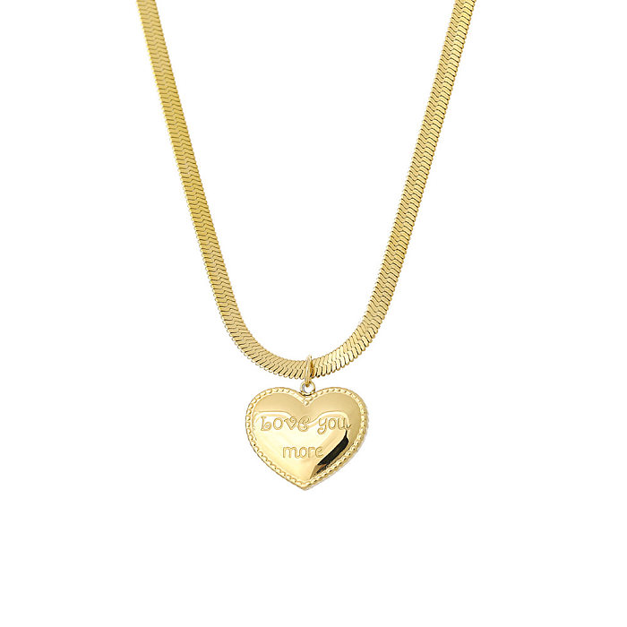 قلادة على شكل قلب بتصميم بسيط من الفولاذ المقاوم للصدأ ومطلية بالذهب عيار 18 قيراط