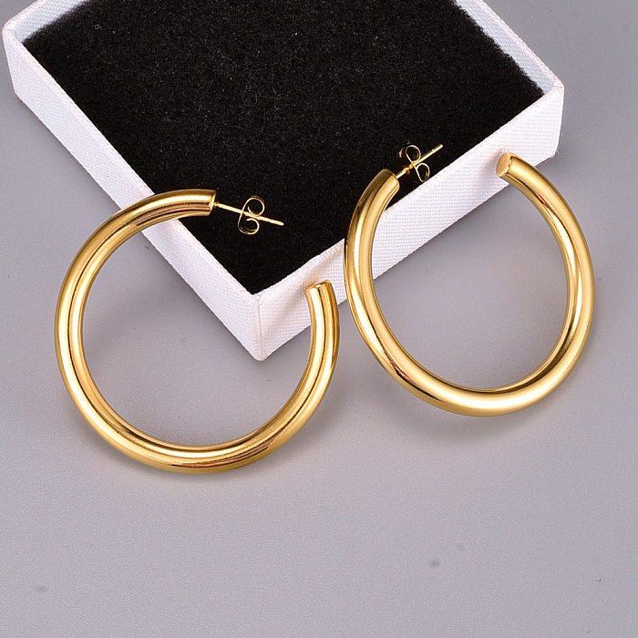 jewelry Jewelry Wholesale Fashion C-shaped Stainless Steel Golden Earrings