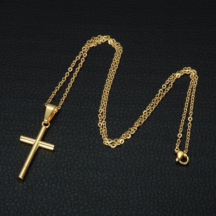 Halskette mit Kreuz-Anhänger aus Edelstahl im Streetwear-Stil im Vintage-Stil