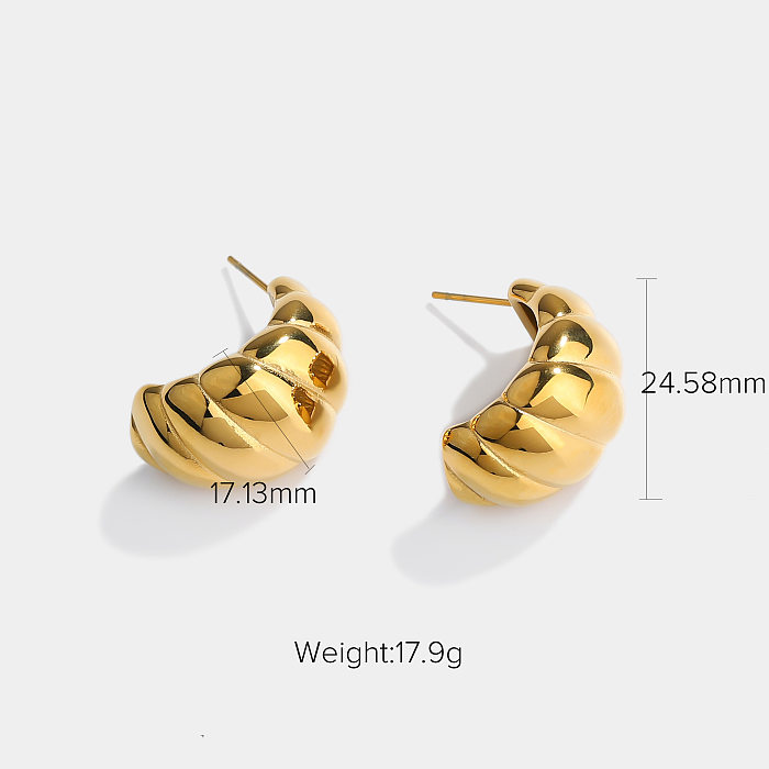 Fashion Large Stainless Steel Horn Bag Earrings