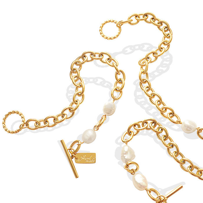 Bracelets de perles de placage en acier titane géométrique à la mode