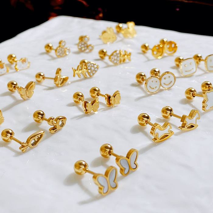 1 par de brincos de orelha banhados a ouro de aço inoxidável estilo simples