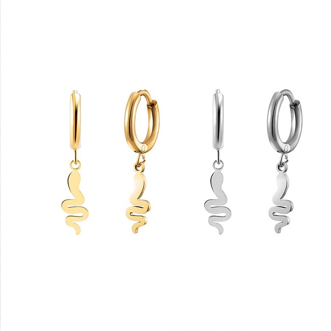 Boucles d'oreilles en acier inoxydable tendance simple en forme de serpent