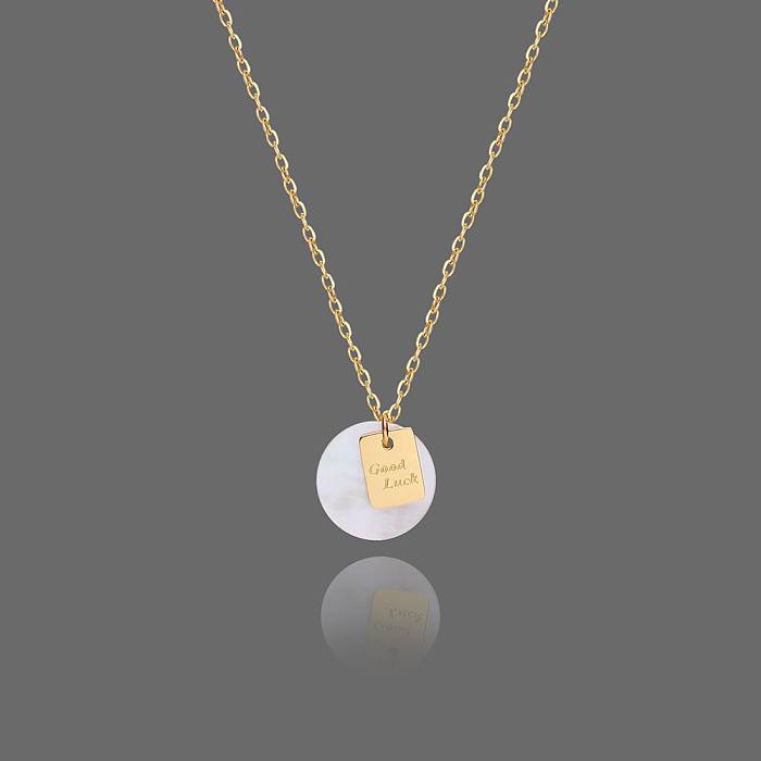 Elegant Round Letter Shell Stainless Steel Necklace 1 Piece