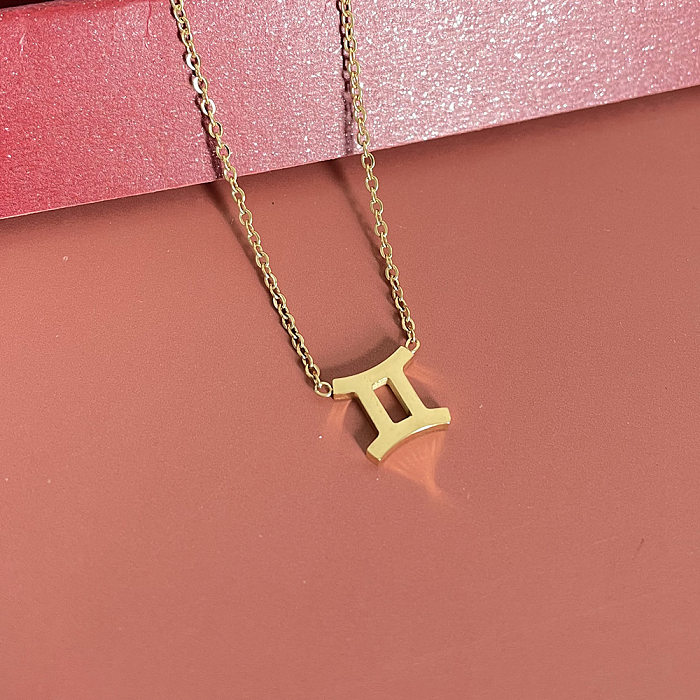 Einfache Mode Zwölf Konstellationen Edelstahl Geometrische Halskette Großhandel schmuck