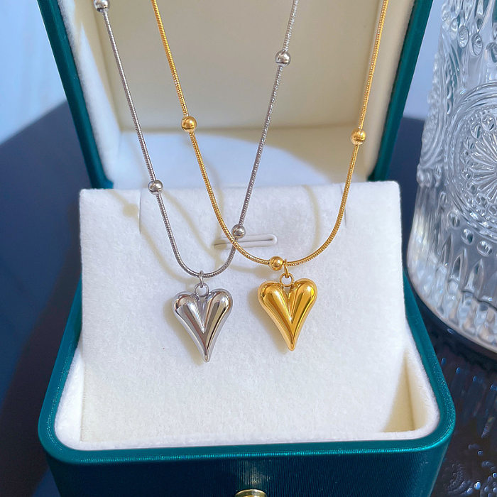 Modern Style Heart Shape Stainless Steel Plating Gold Plated Pendant Necklace
