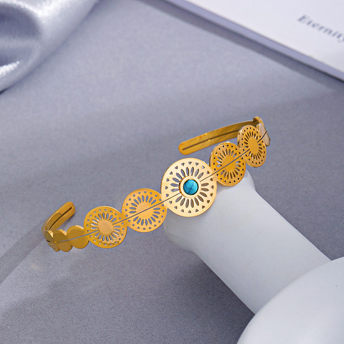 Pulseira turquesa banhada a ouro geométrica de aço inoxidável da moda