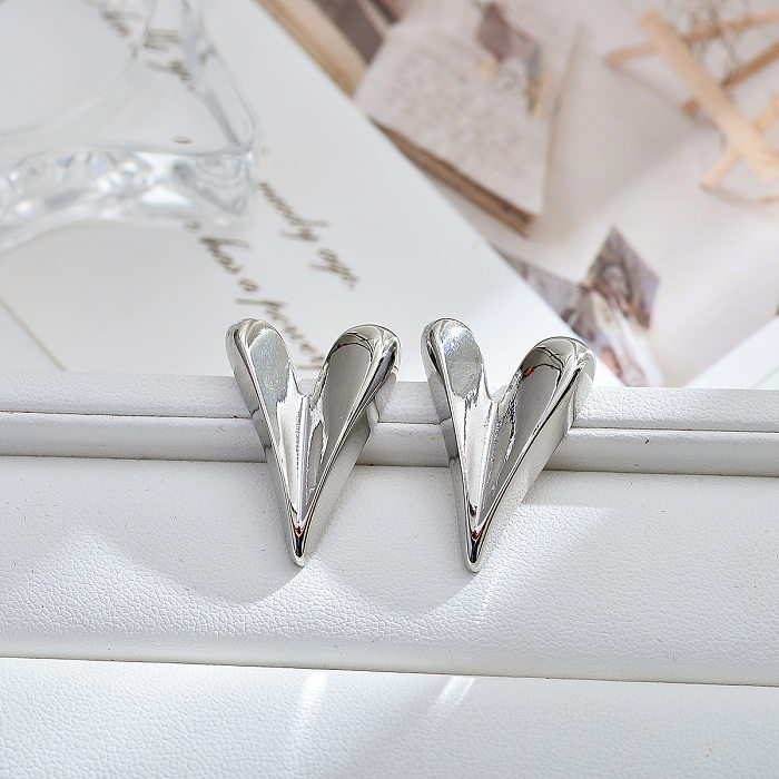 1 Pair Classic Style Heart Shape Plating Stainless Steel Ear Studs