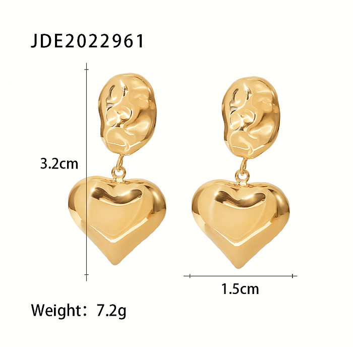 Boucles d'oreilles pendantes en acier inoxydable en forme de coeur à la mode Boucles d'oreilles en acier inoxydable plaquées or