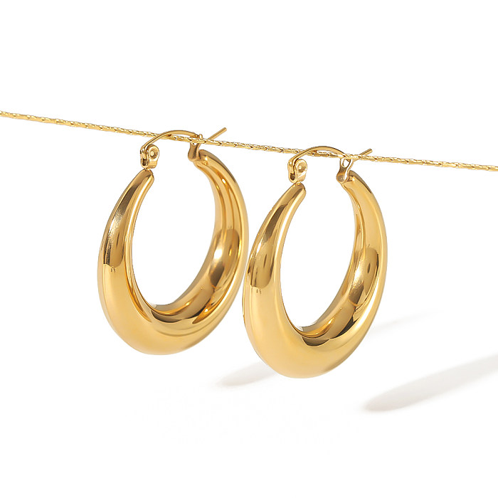 1 Paar schlichte, runde Ohrringe aus Edelstahl mit 18-Karat-Vergoldung