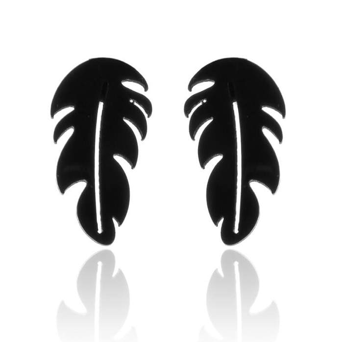 1 Pair Simple Style Feather Stainless Steel  Plating Ear Studs