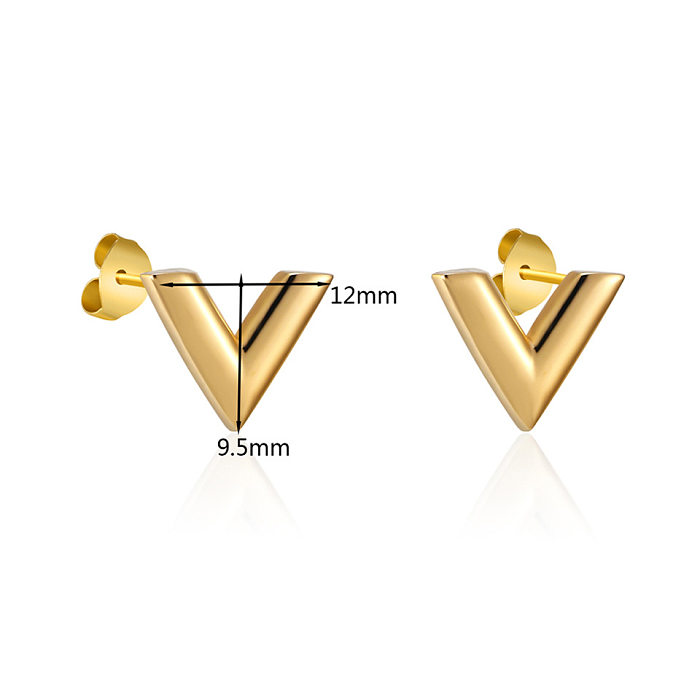 1 Paar schlichte V-förmige Ohrringe mit Edelstahlbeschichtung