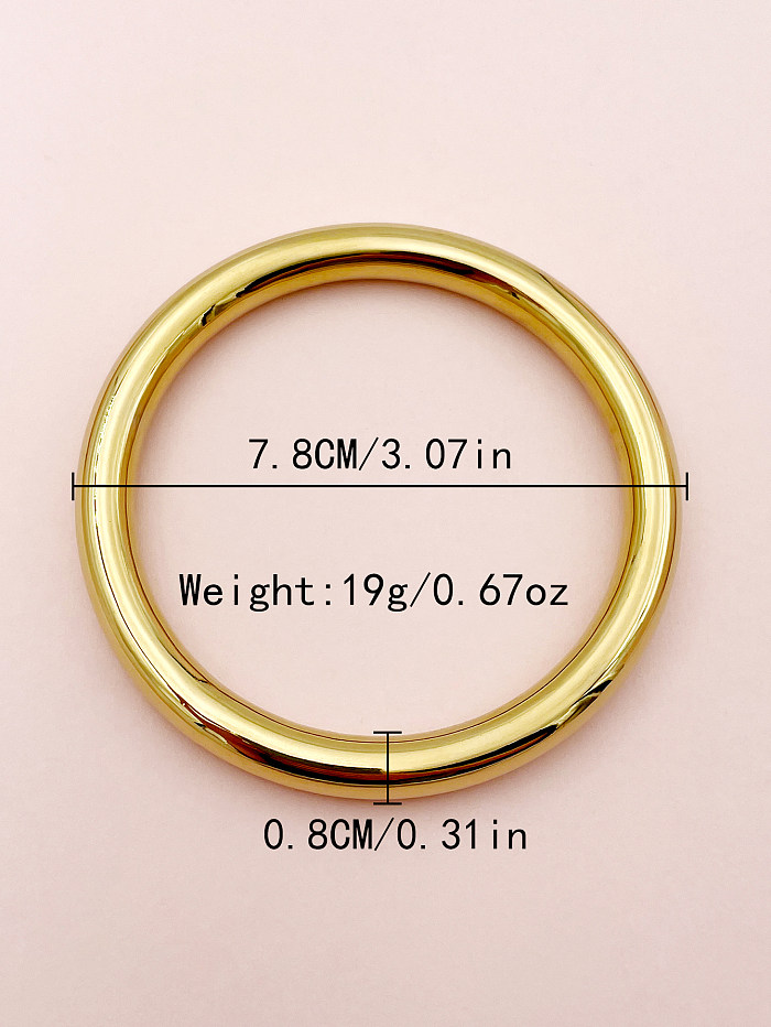 Classic Style Commute Solid Color Stainless Steel Gold Plated Bangle In Bulk