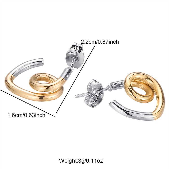 1 par de pinos de orelha banhados a ouro de aço inoxidável com revestimento geométrico estilo clássico
