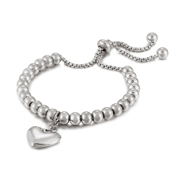 Sweet Heart Shape Stainless Steel Beaded Bracelets