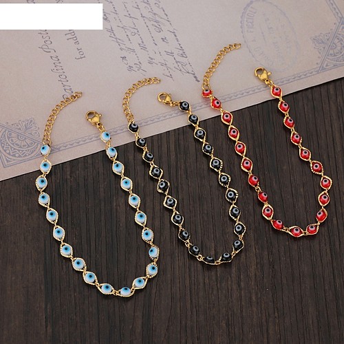 Bracelet en acier titane de couleur contrastée avec perles pour les yeux vintage