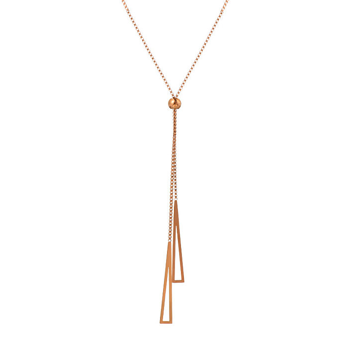 Casual Simple Style Triangle Stainless Steel Tassel Pendant Necklace