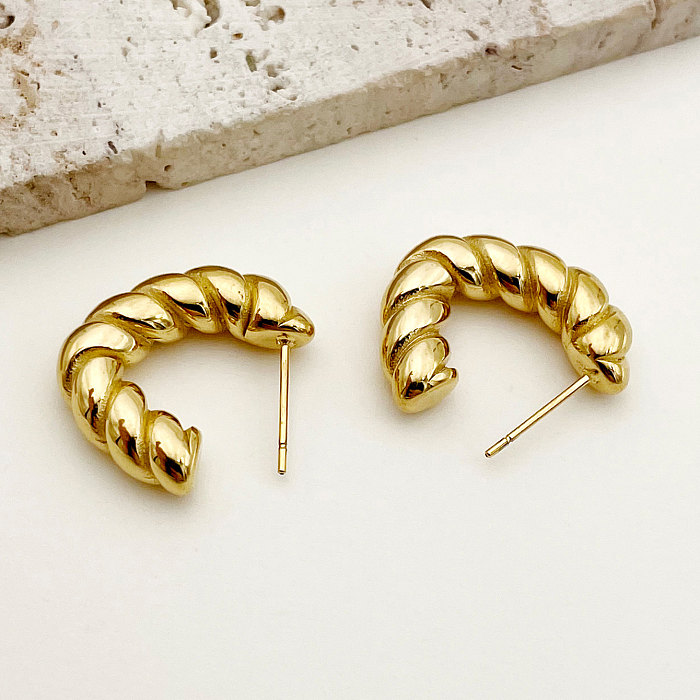 1 Pair Casual Retro Solid Color Plating Stainless Steel  Gold Plated Ear Studs