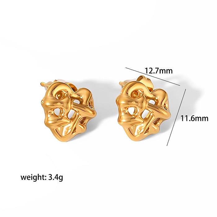 1 paire de boucles d'oreilles pendantes en acier inoxydable plaqué or 18 carats, Style classique en forme de cœur, placage de polissage