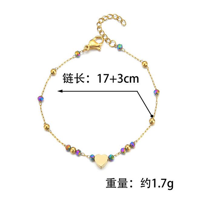 Neue Farbe Reis Perle Herzform Armband Einfaches Design Titan Stahl Schmuck