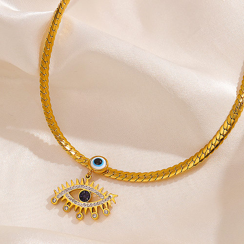 Ethnic Style Devil'S Eye Stainless Steel  Stainless Steel Plating Inlay Rhinestones Pendant Necklace