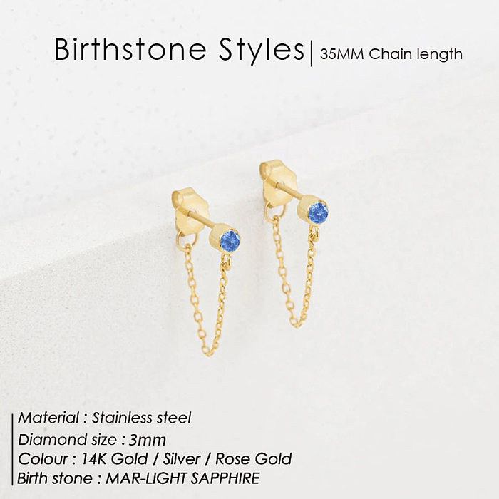 1 Pair Simple Style Geometric Inlay Stainless Steel  Rhinestones Drop Earrings