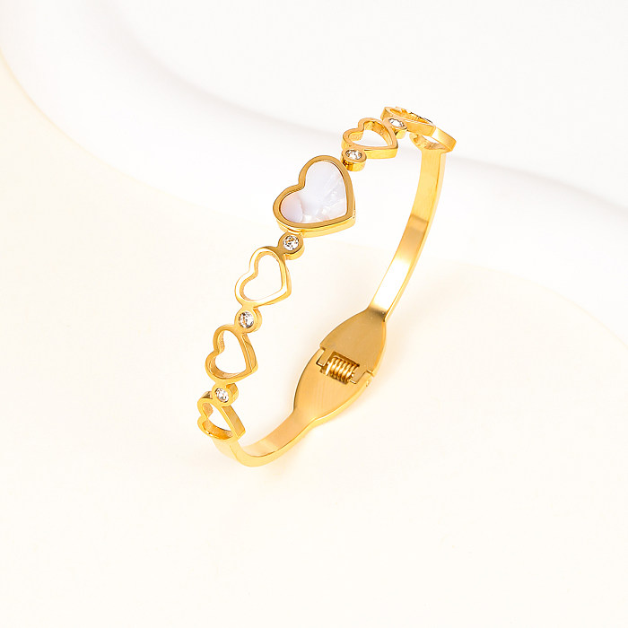 Bracelet plaqué or 18 carats avec incrustation de strass en acier inoxydable et fleur en forme de cœur et d'étoile de vacances