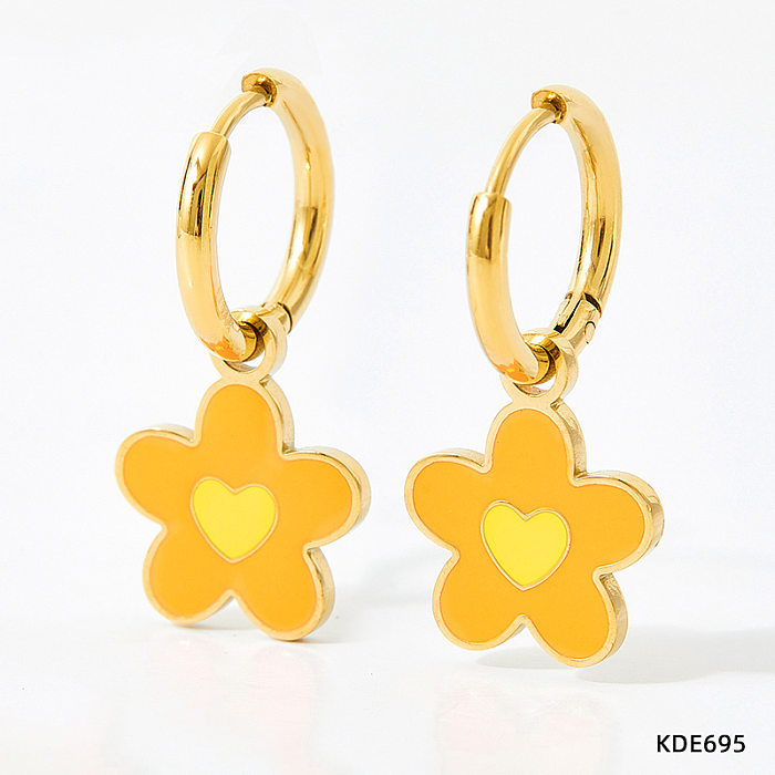 Fashion Flower Stainless Steel  Plating Earrings 1 Pair