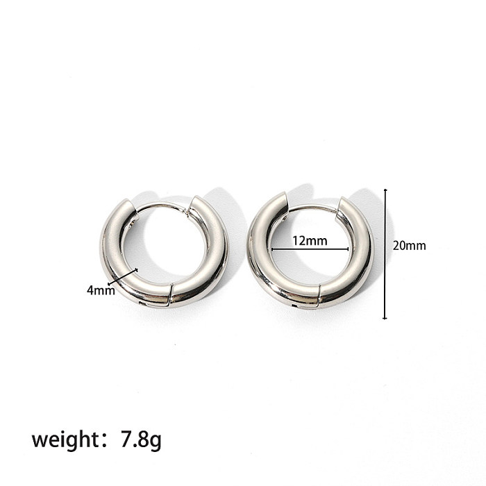 1 Pair Classic Style Round Polishing Plating Stainless Steel  18K Gold Plated Hoop Earrings