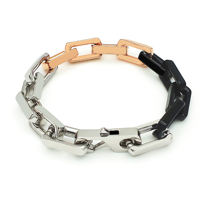 Bracelets décontractés en placage d'acier et de titane géométriques hip-hop