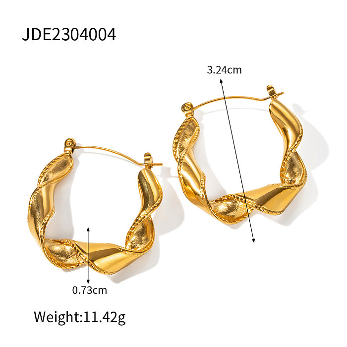 1 Pair IG Style Waves Plating Stainless Steel  18K Gold Plated Earrings