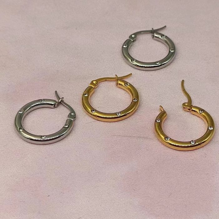 1 Pair Streetwear Solid Color Plating Stainless Steel Hoop Earrings